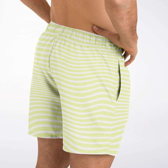 Lime Wave Stripes Swim Shorts