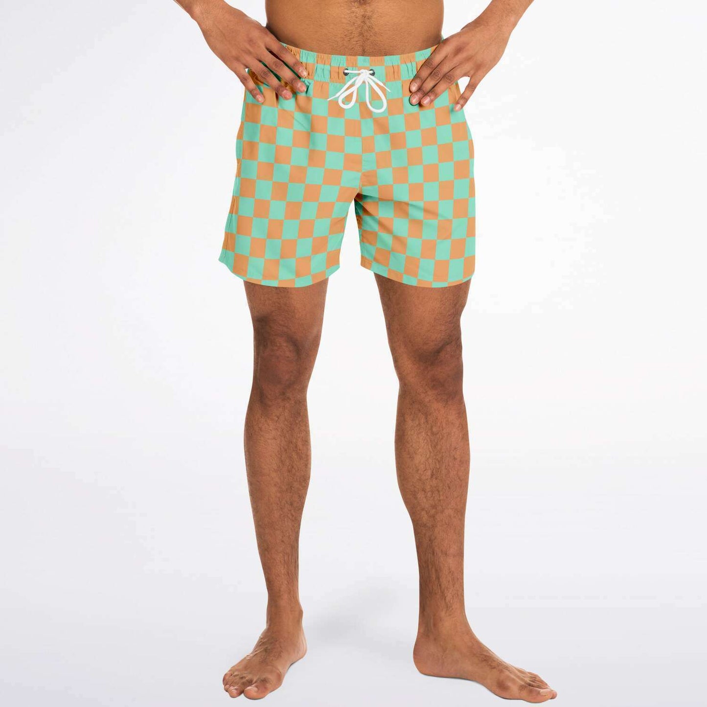 Green & Orange Check Swim Shorts