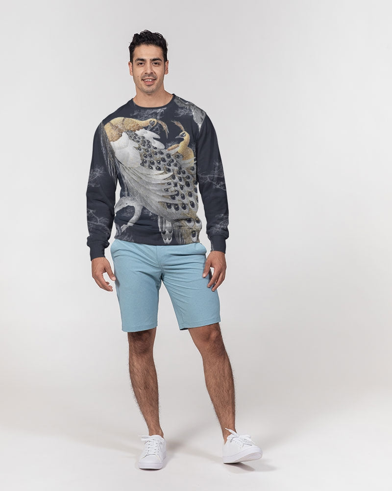 Perched Peacocks French Terry Pullover Sweatshirt