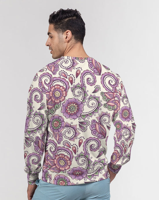Load image into Gallery viewer, Purple Cream Paisley Men&amp;#39;s French Terry Pullover Sweatshirt
