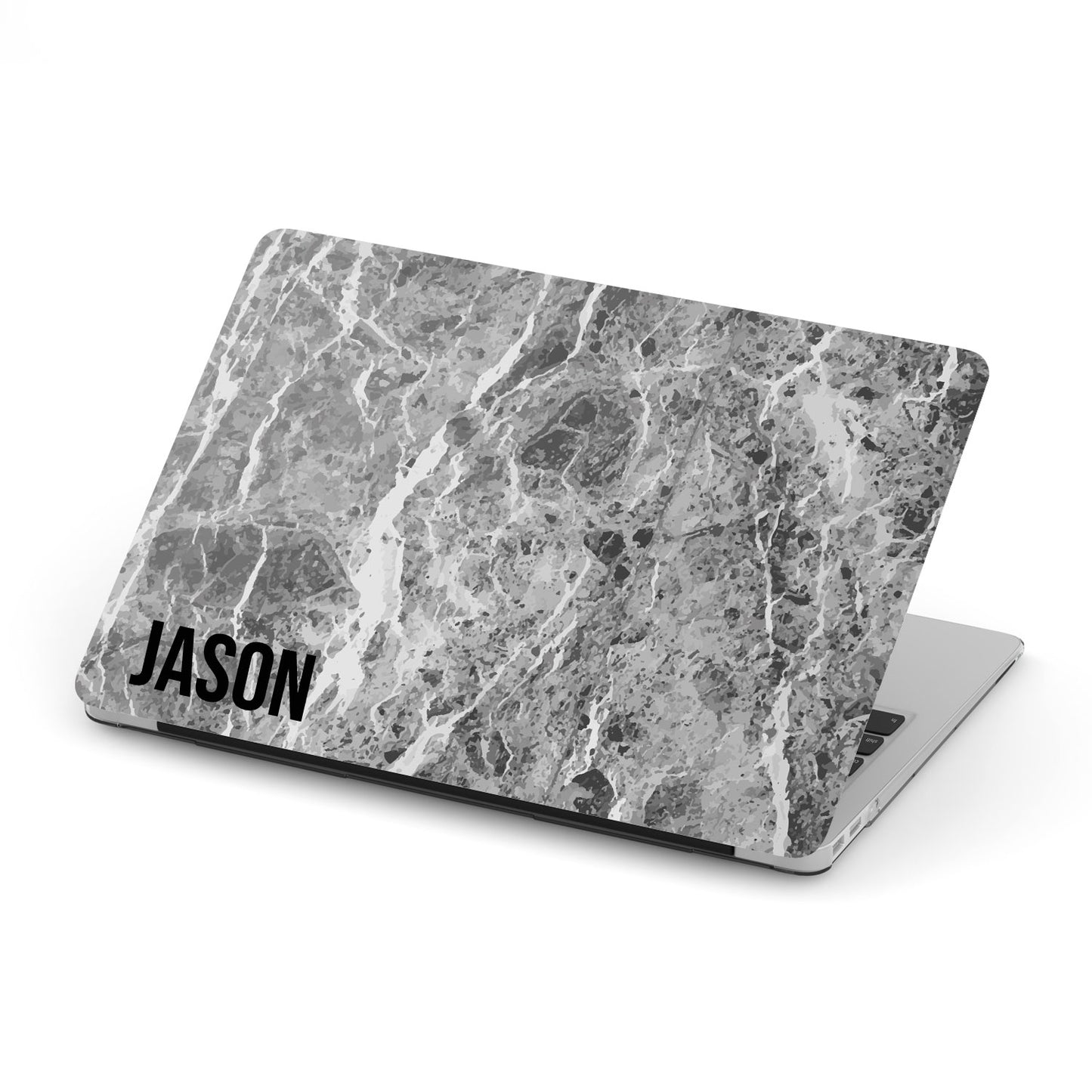 Load image into Gallery viewer, Personalized Macbook Hard Shell Case - Dark Grey Marble
