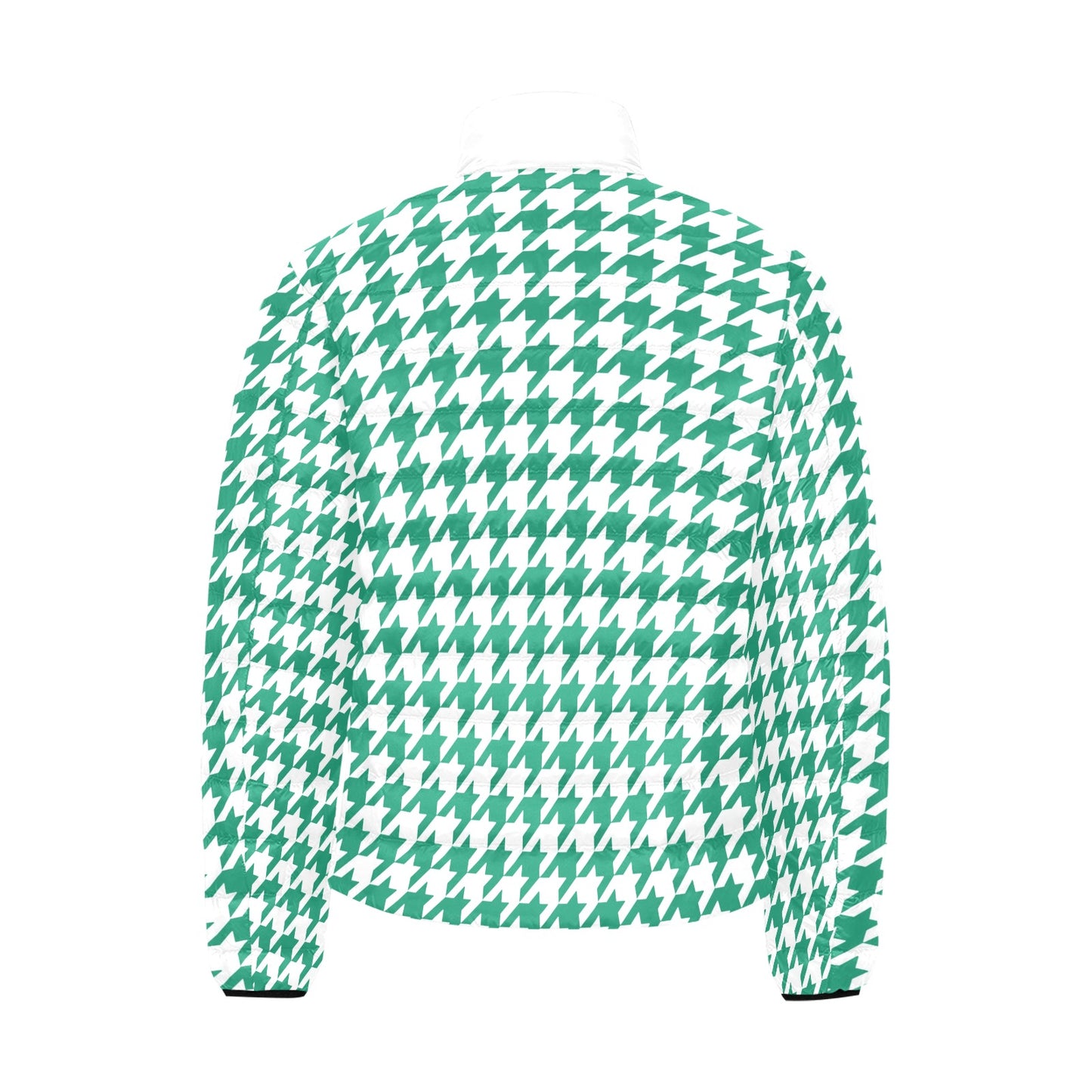 Green Houndstooth Lightweight Puffer Jacket