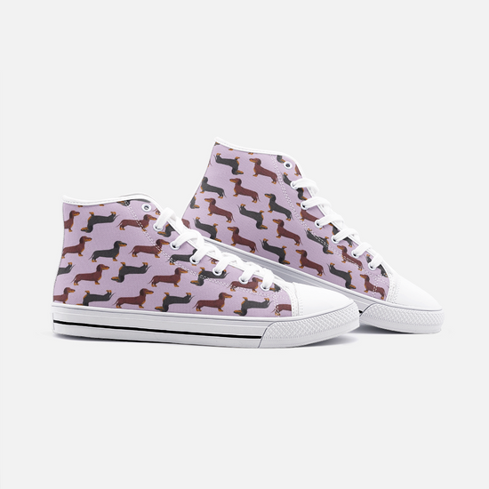 Load image into Gallery viewer, Dachshund Mauve High Top Unisex Canvas Shoes
