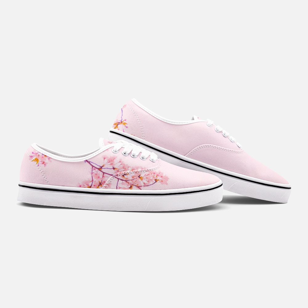 Pink Cherry Blossom Low Cut Canvas Shoes