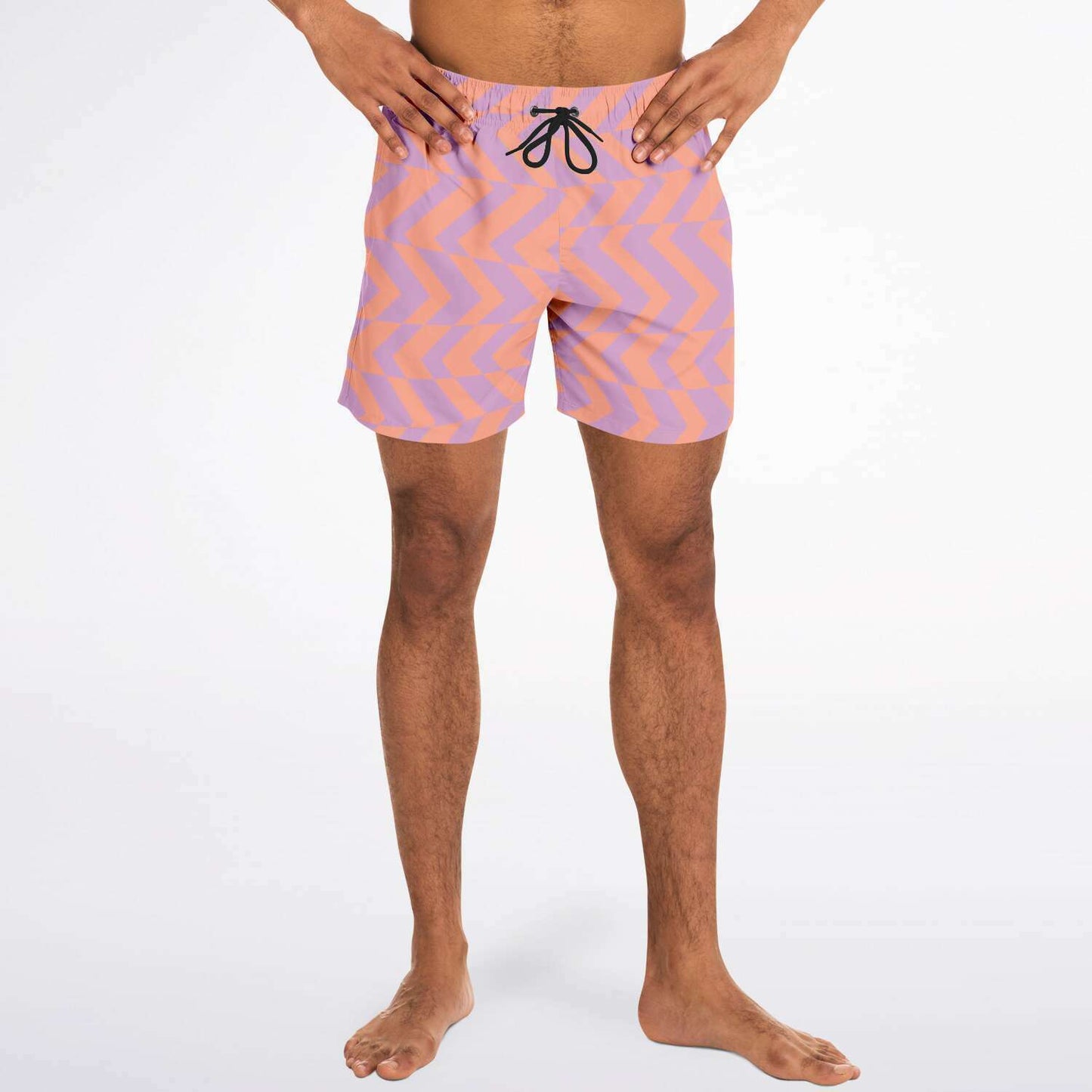 Peach & Orchid Abstract Striped Swim Shorts