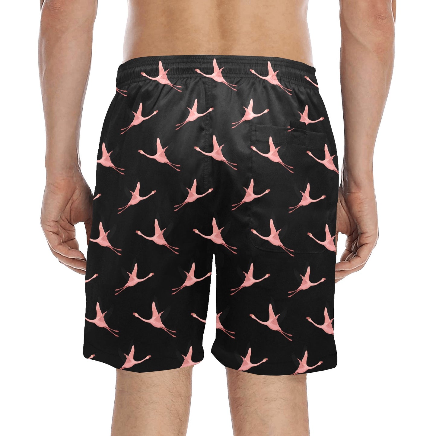 Flying Flamingos Black Board Shorts