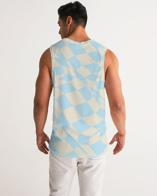 Blue & Vanilla Ripple Check Men's Sports Tank