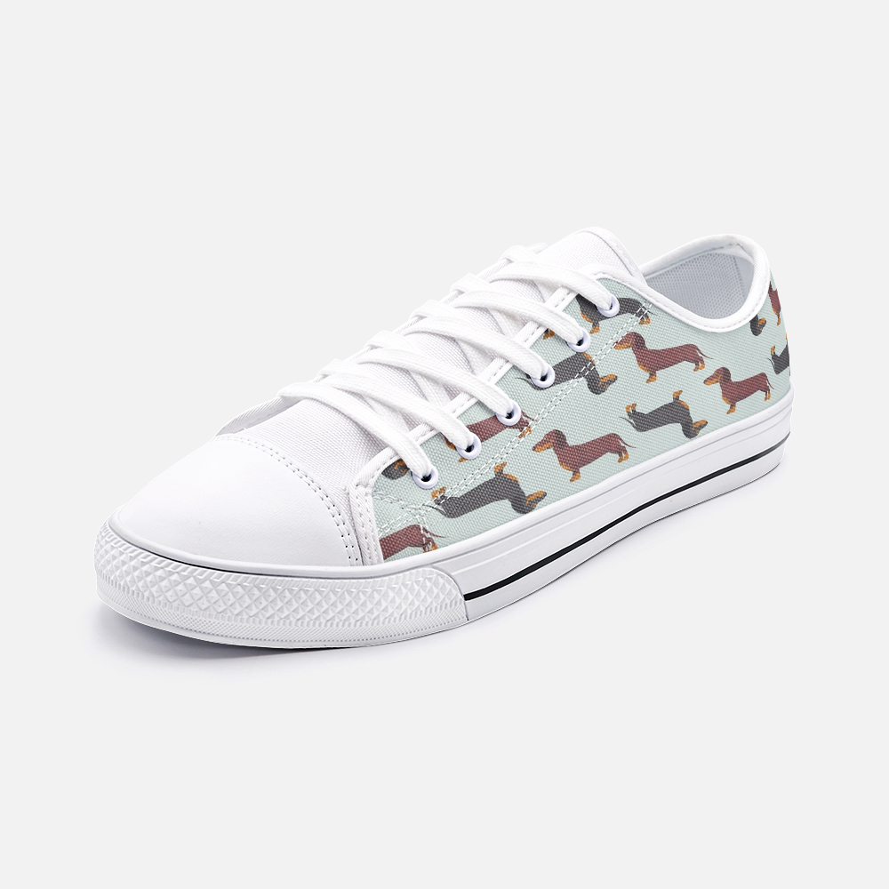 Dachshund Mint Green Low Top Unisex Canvas Sneakers