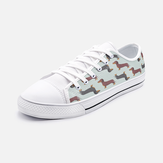 Dachshund Mint Green Low Top Unisex Canvas Sneakers