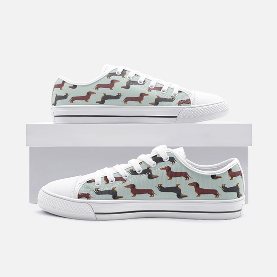 Dachshund Mint Green Low Top Unisex Canvas Sneakers