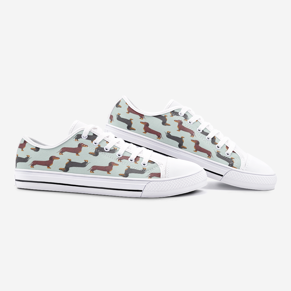 Dachshund Mint Green Low Top Unisex Canvas Sneakers