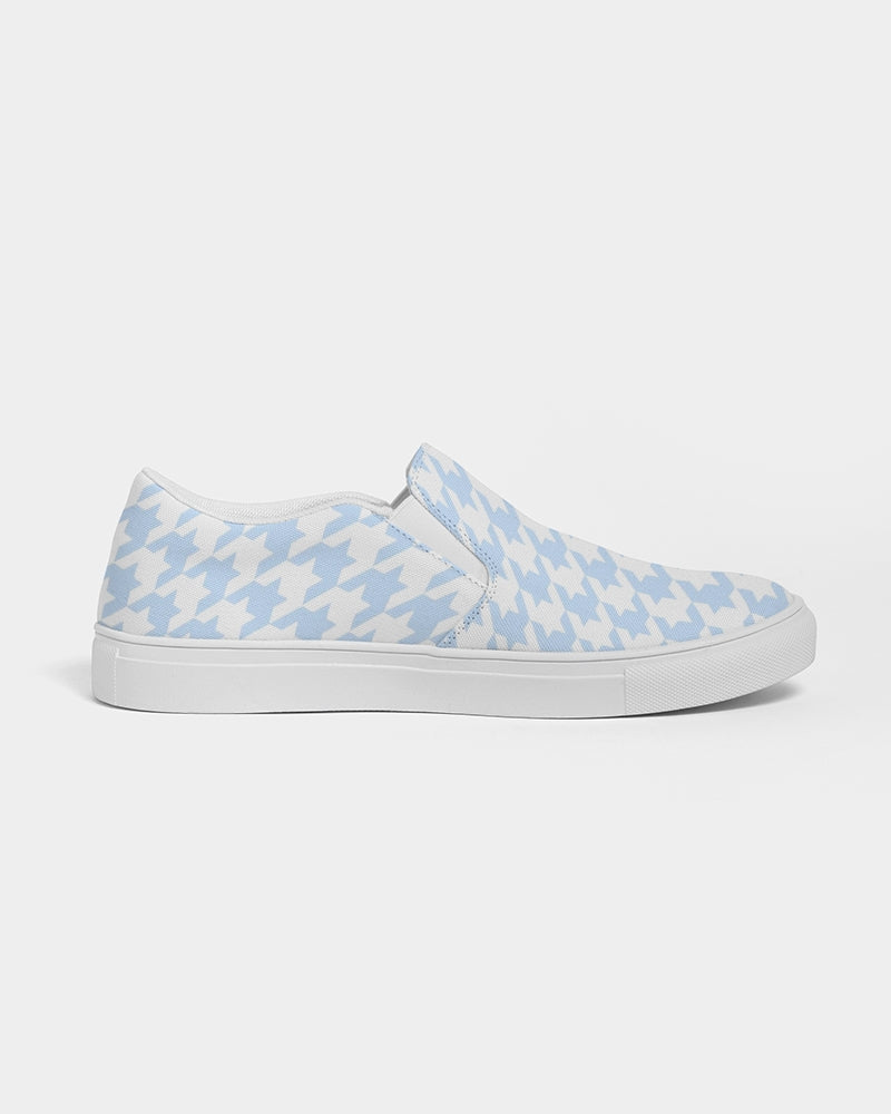 Pale Blue Large Houndstooth Men's Slip On Canvas Shoe