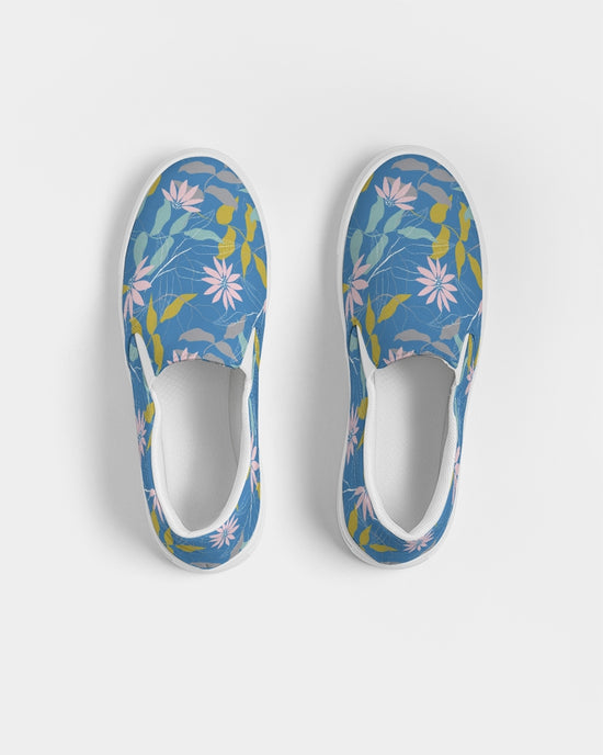 Parisian Blue Floral Women's Slip-On Canvas Shoe
