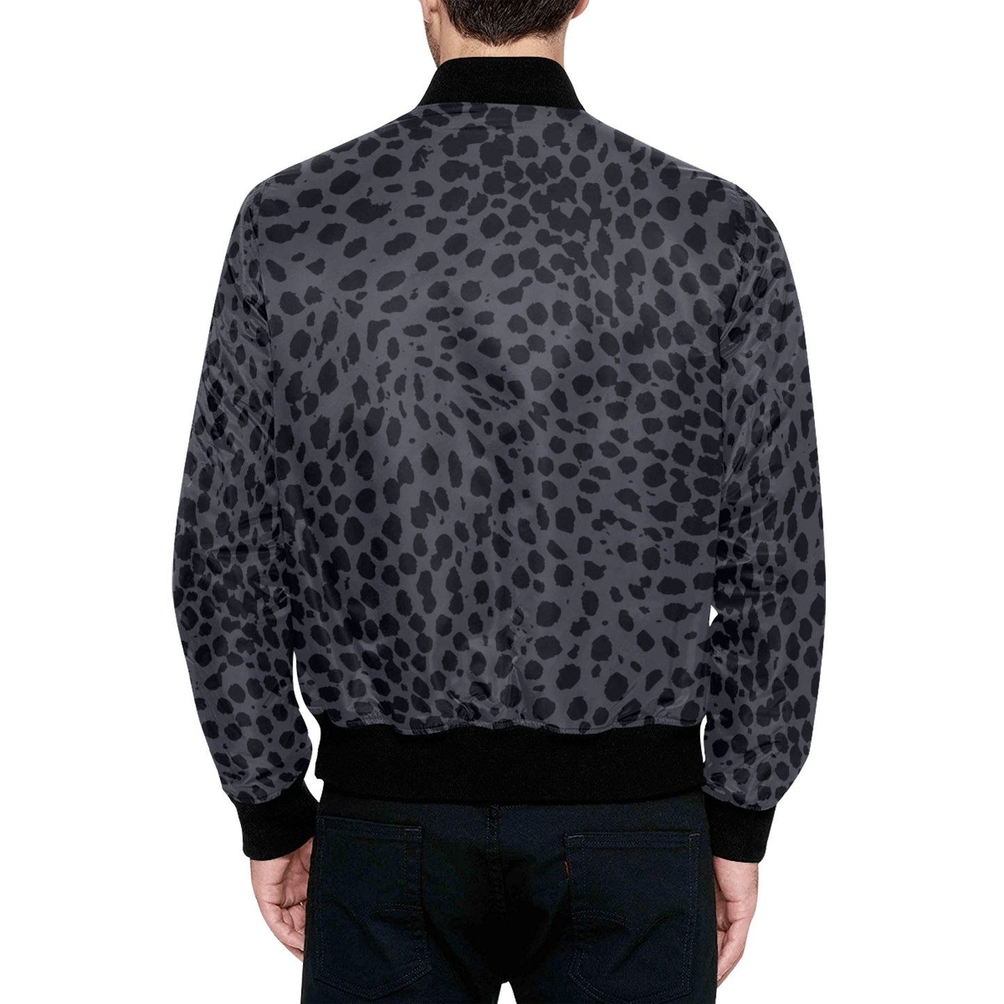 Cheetah Print Charcoal Quilted Bomber Jacket