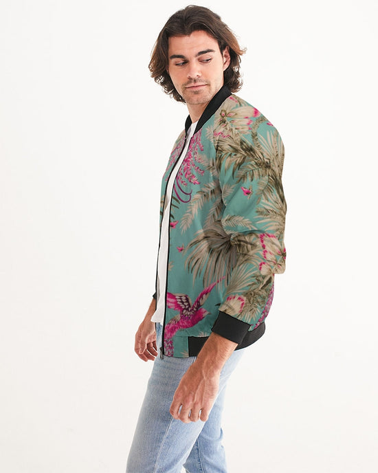 Vintage Bird & Tropical Palm Men's Bomber Jacket