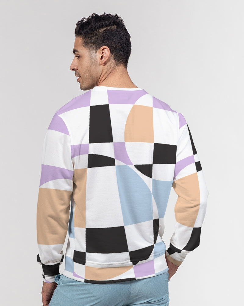 Lilac Multi Checkerboard Men's French Terry Pullover Sweatshirt