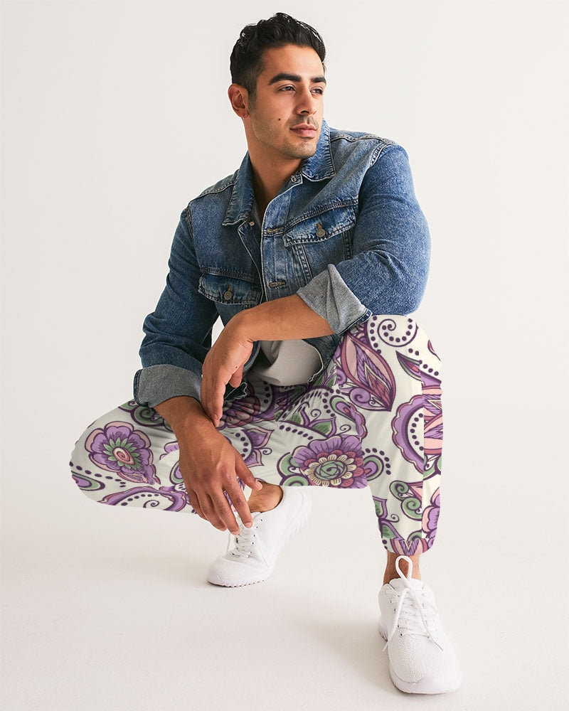 Load image into Gallery viewer, Purple Cream Paisley Men&amp;#39;s Lightweight Track Pants
