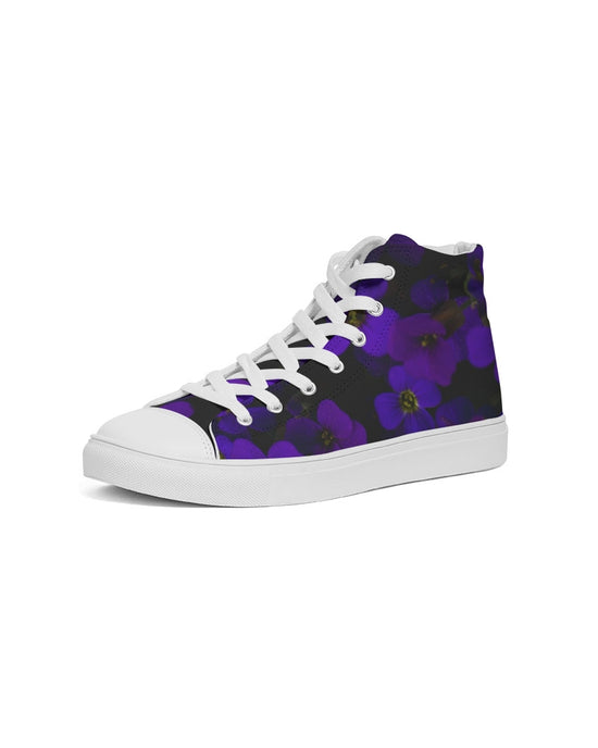 Midnight Purple Floral Women's Hightop Canvas Shoe