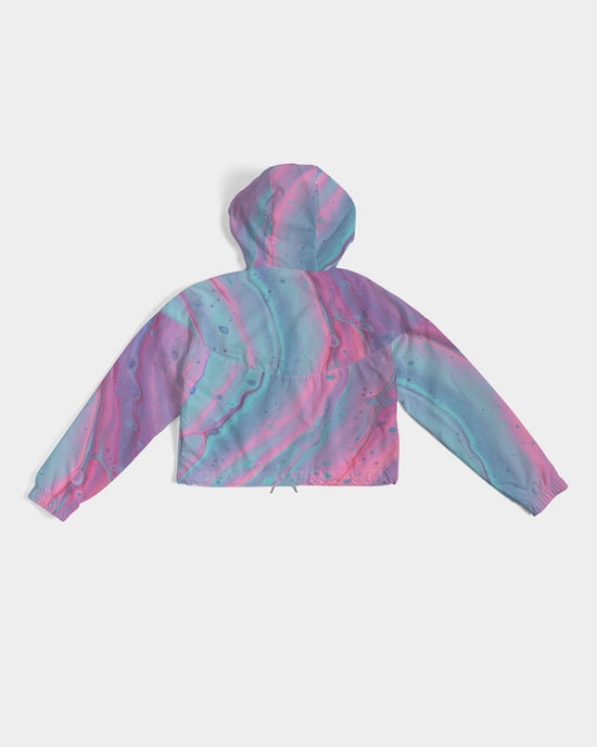 Marshmallow Marbled Women's Cropped Windbreaker Jacket