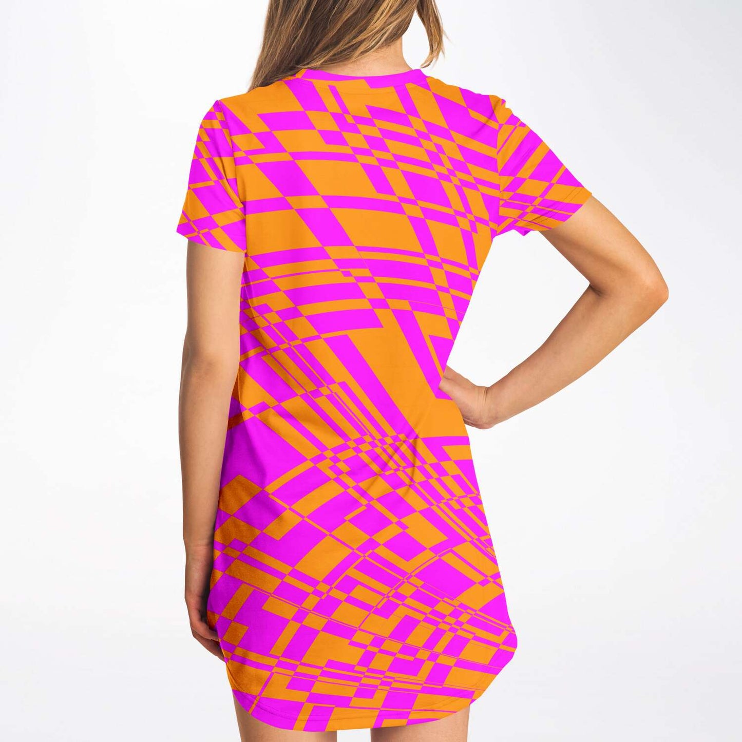 Fuchsia & Orange Warp T Shirt Dress
