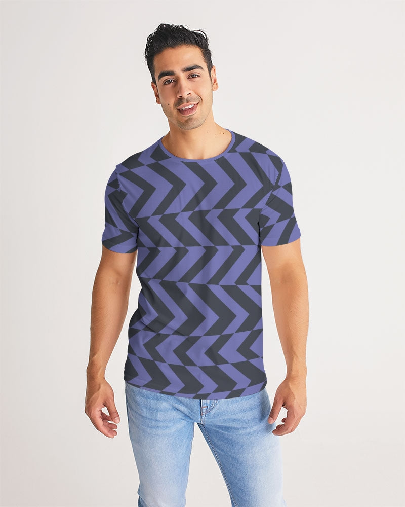 Blue Violet Charcoal Abstract Striped Men's T Shirt
