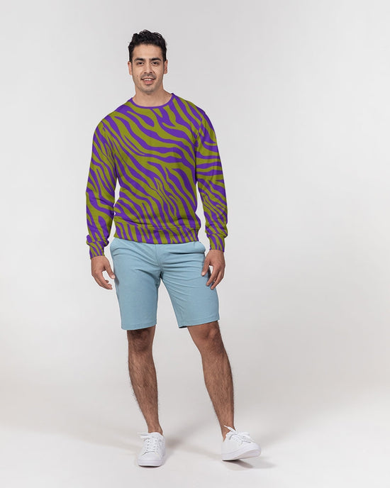 Load image into Gallery viewer, Purple Olive Zebra Men&amp;#39;s French Terry Pullover Sweatshirt
