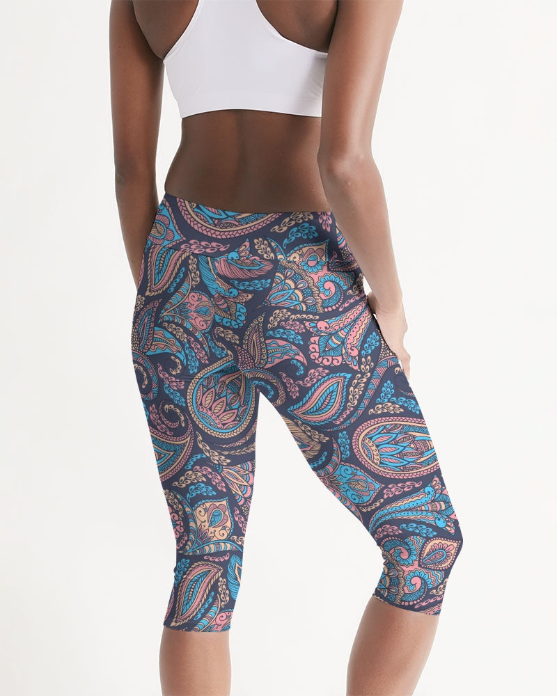 Perfect Paisley Women's Mid-Rise Capri Leggings