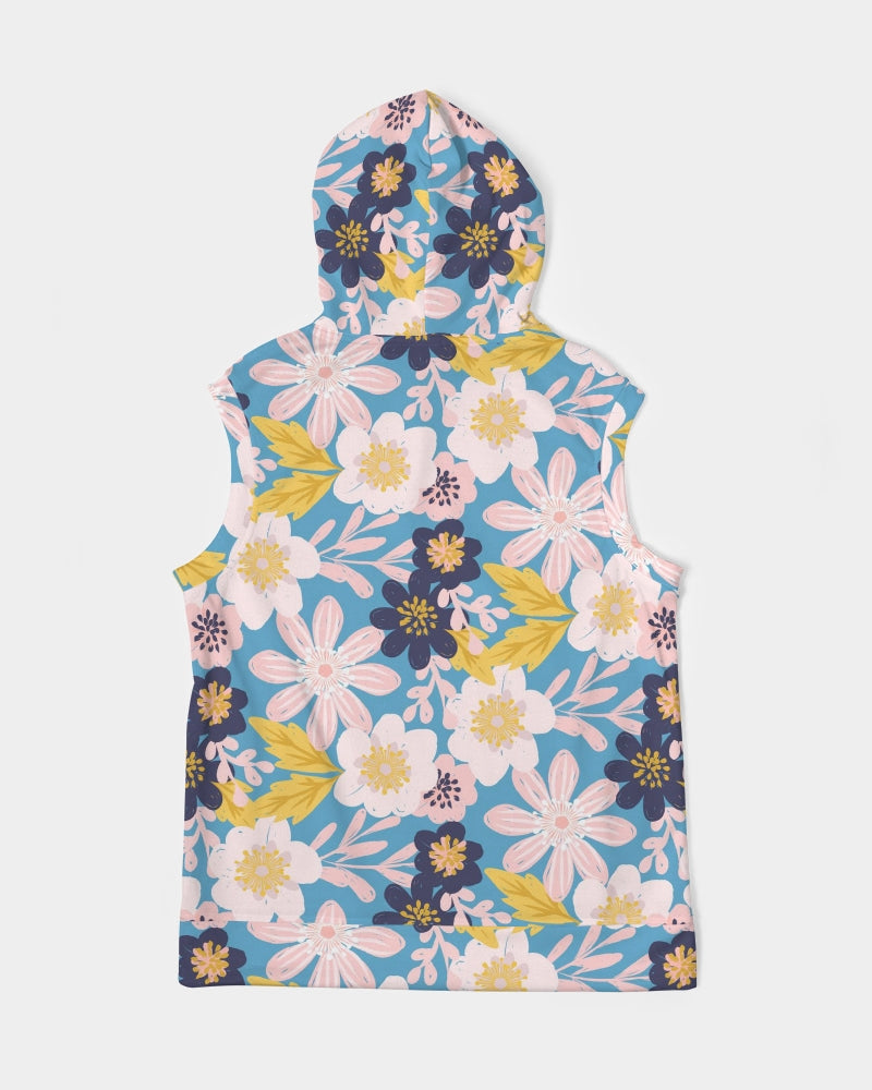 Blue Frisky Floral Men's Premium Heavyweight Sleeveless Hoodie