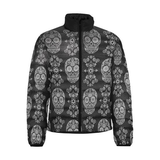 Load image into Gallery viewer, Black Skull Paisley Lightweight Puffer Jacket
