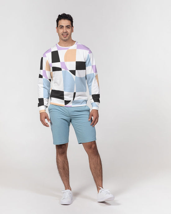 Lilac Multi Checkerboard Men's French Terry Pullover Sweatshirt