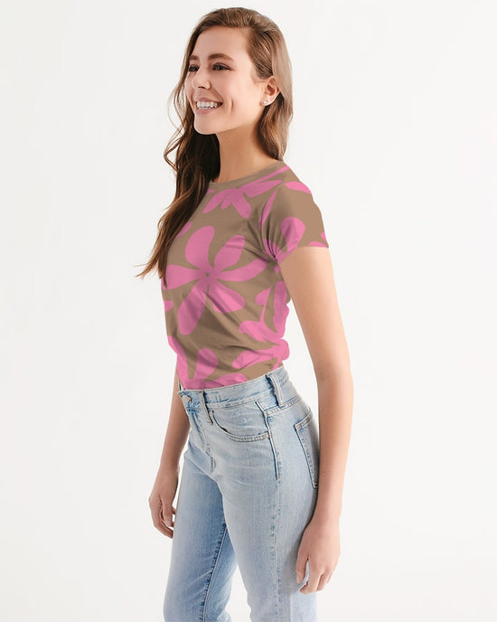 Deep Pink Abstract Flowers Women's T Shirt