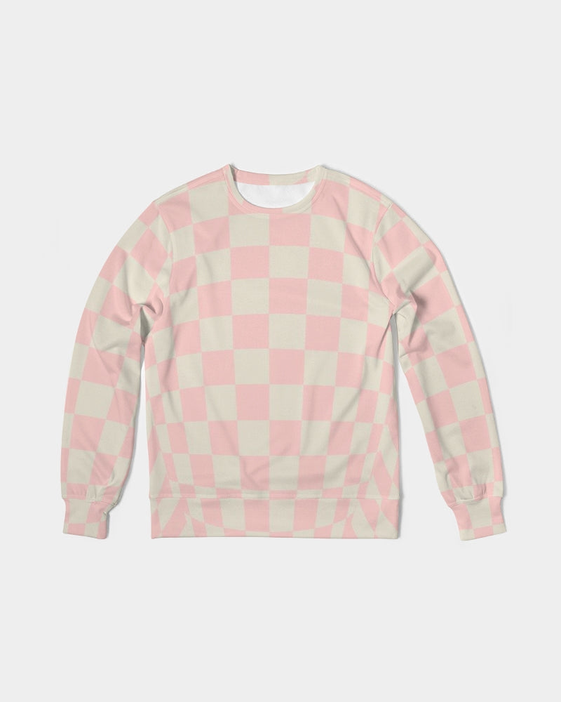 Pink Vanilla Check Men's French Terry Pullover Sweatshirt