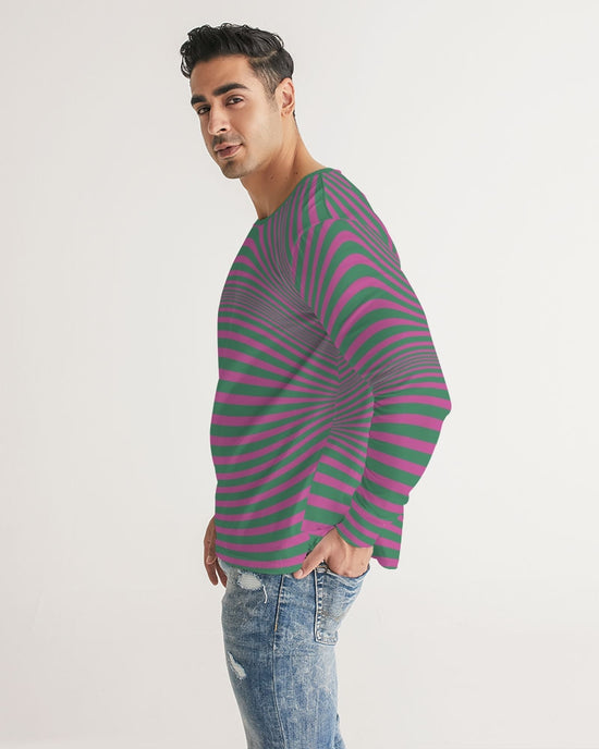 Fuchsia & Green Optical Men's Long Sleeve Tee