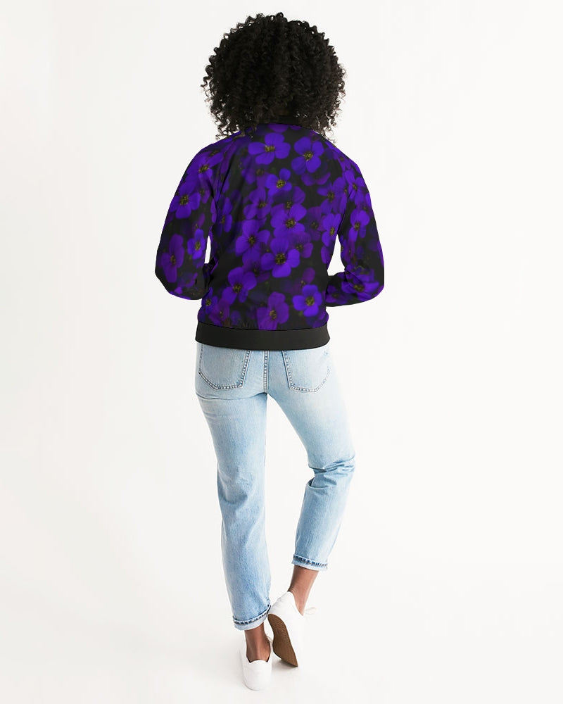 Midnight Purple Floral Women's Bomber Jacket