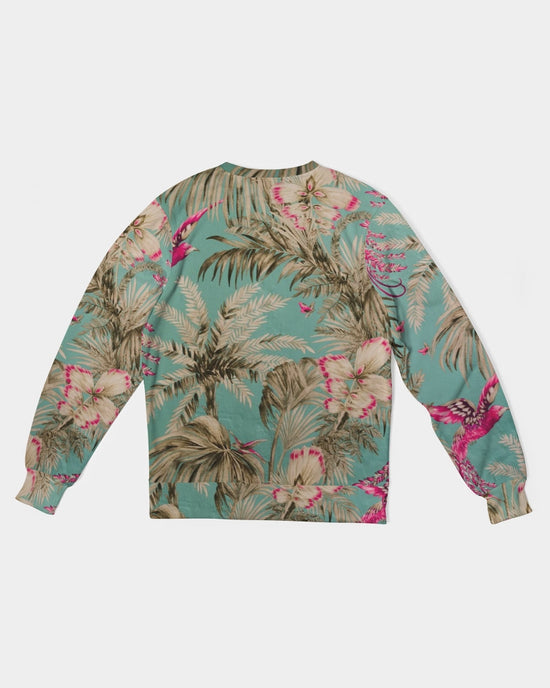 Vintage Bird & Tropical Palm French Terry Pullover Sweatshirt