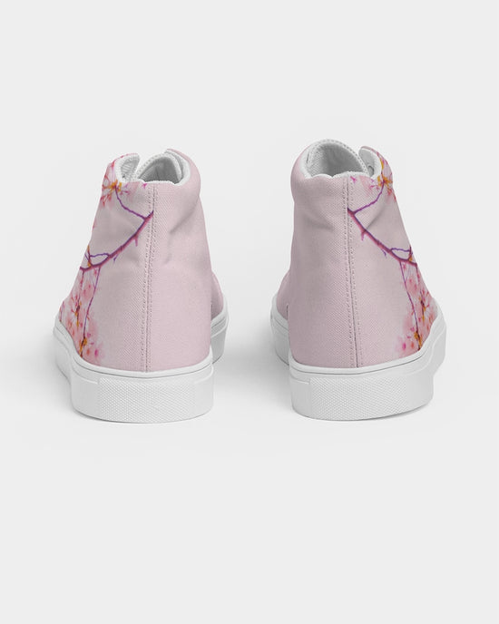Pink Cherry Blossom Women's Hightop Canvas Shoe
