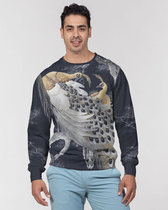 Perched Peacocks French Terry Pullover Sweatshirt