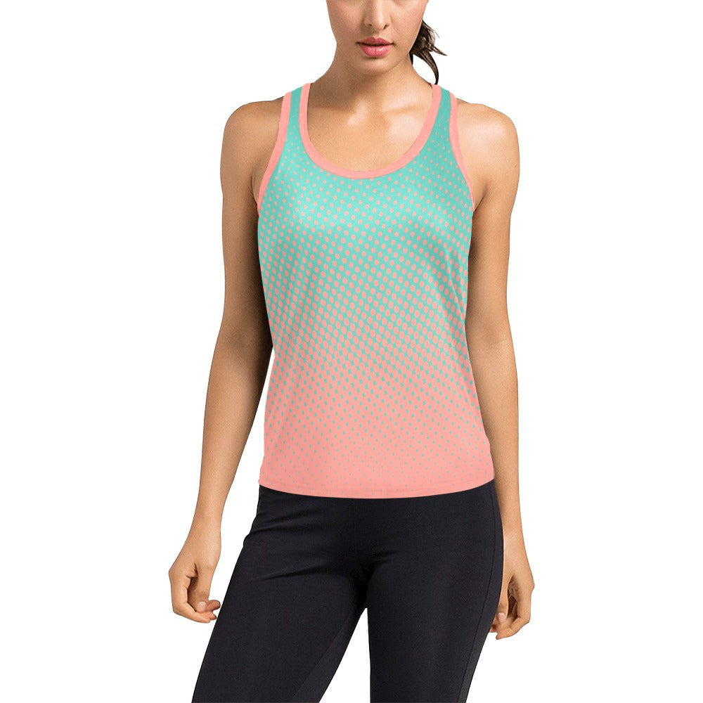 Load image into Gallery viewer, Green Peach Dots Racerback Tank
