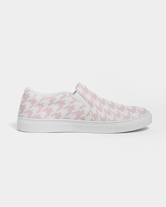 Pale Pink Large Houndstooth Women's Slip-On Canvas Shoe