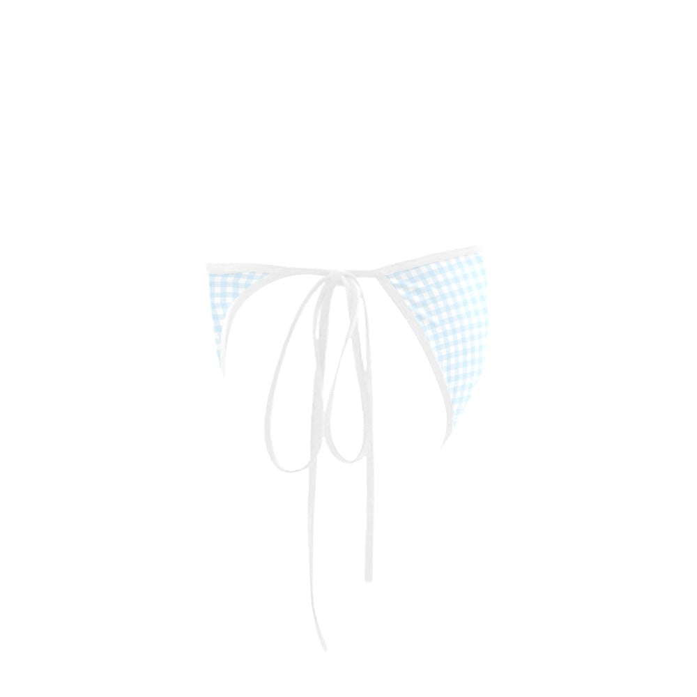 Pale Blue Gingham Check Bikini Bottom