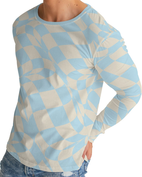 Blue & Vanilla Ripple Check Men's Long Sleeve Tee