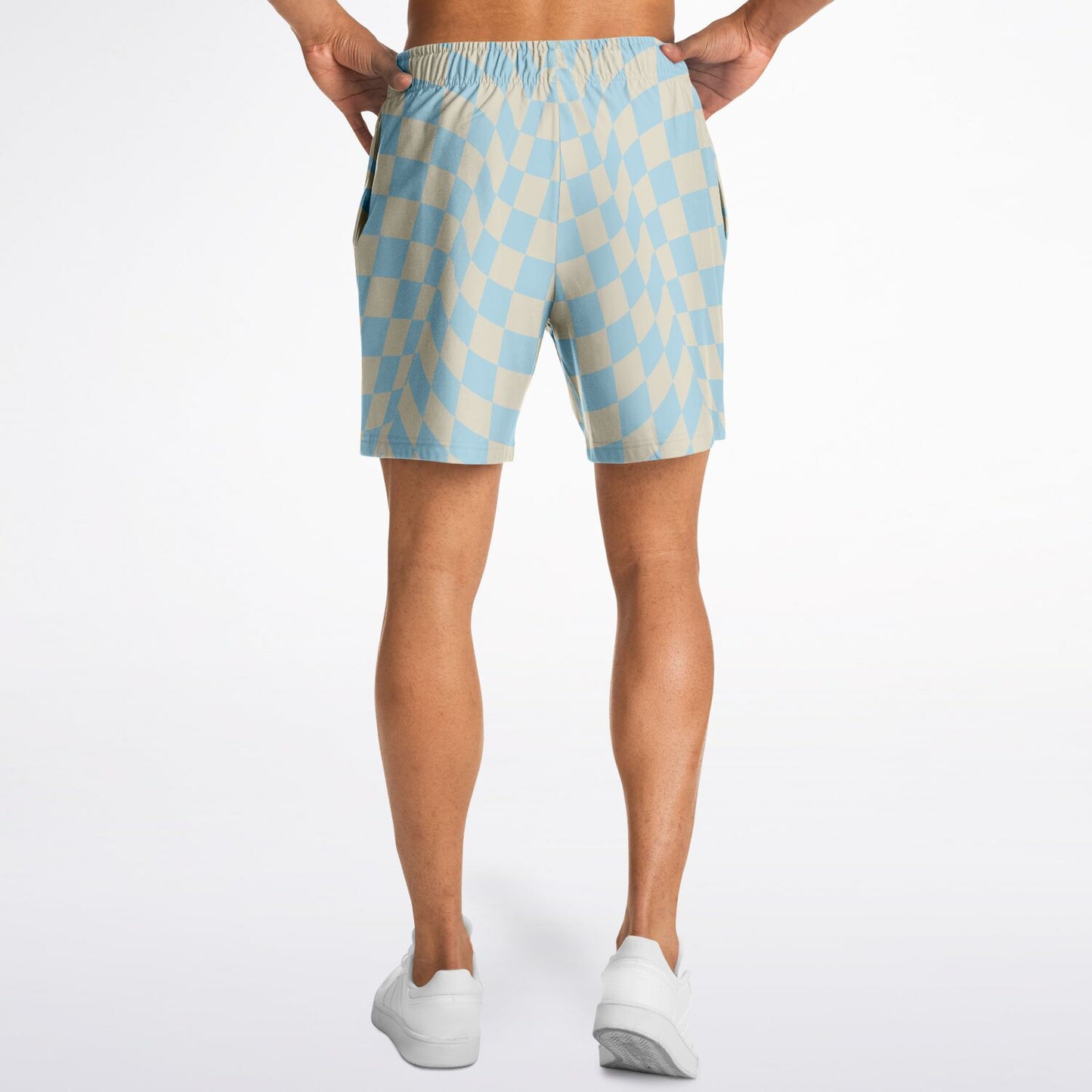Blue & Vanilla Check Men's Fleece Shorts