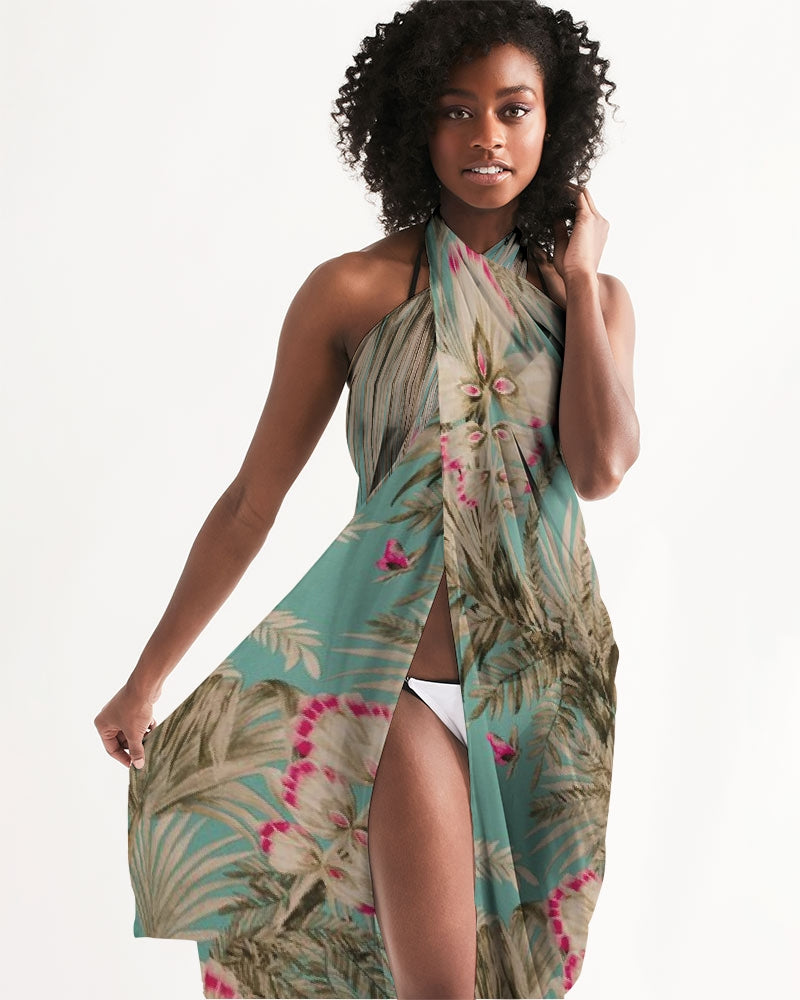 Vintage Bird & Tropical Palm Swim Cover Up