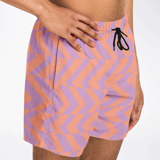 Peach & Orchid Abstract Striped Swim Shorts