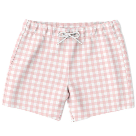 Pale Pink Gingham Check Swim Shorts