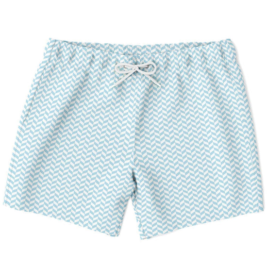 Powder Blue Herringbone Swim Shorts