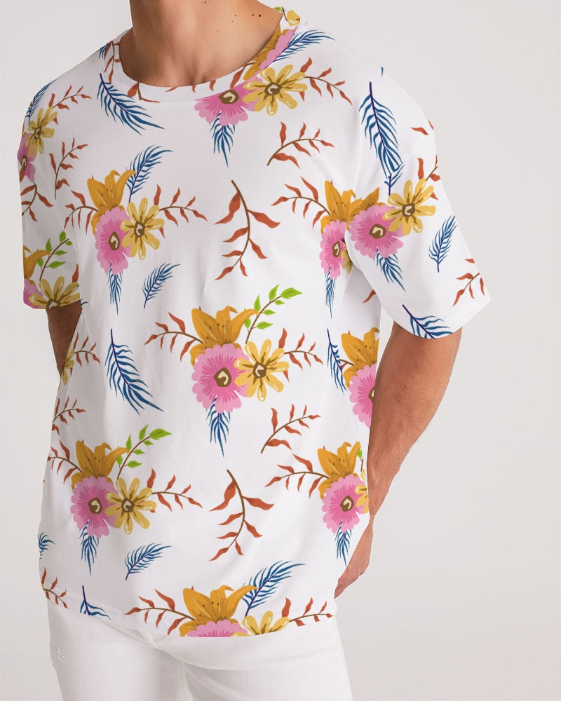 White Summer Floral Men's Premium Heavyweight Tee