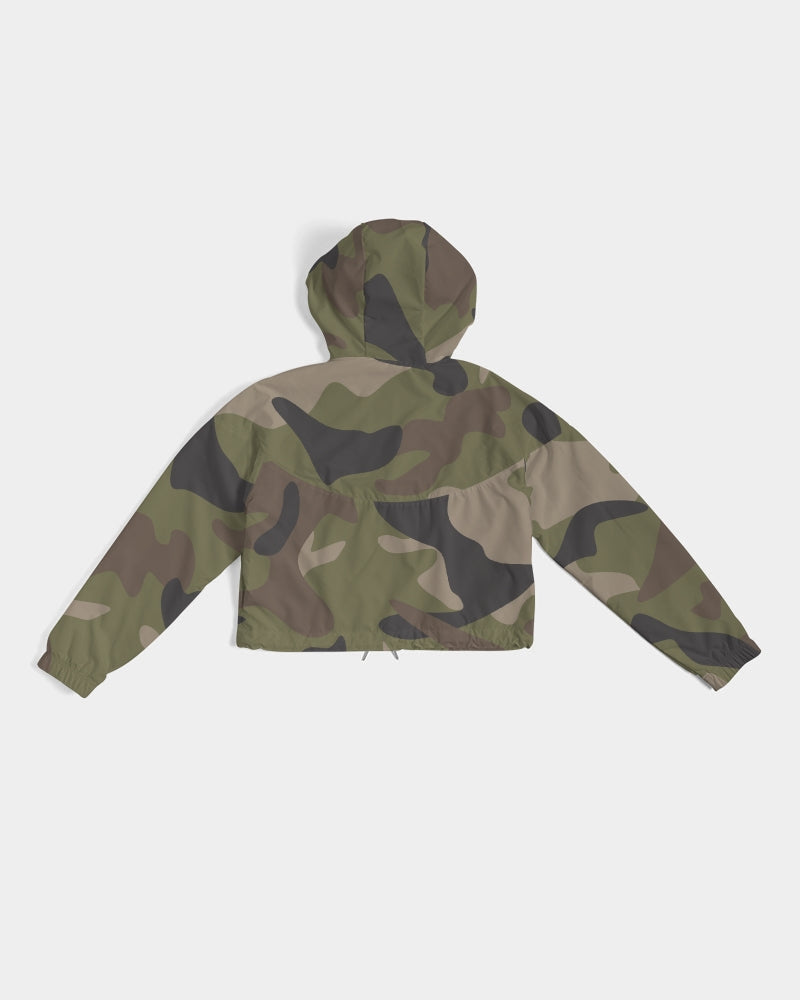 Woodland Camo Women's Cropped Windbreaker Jacket