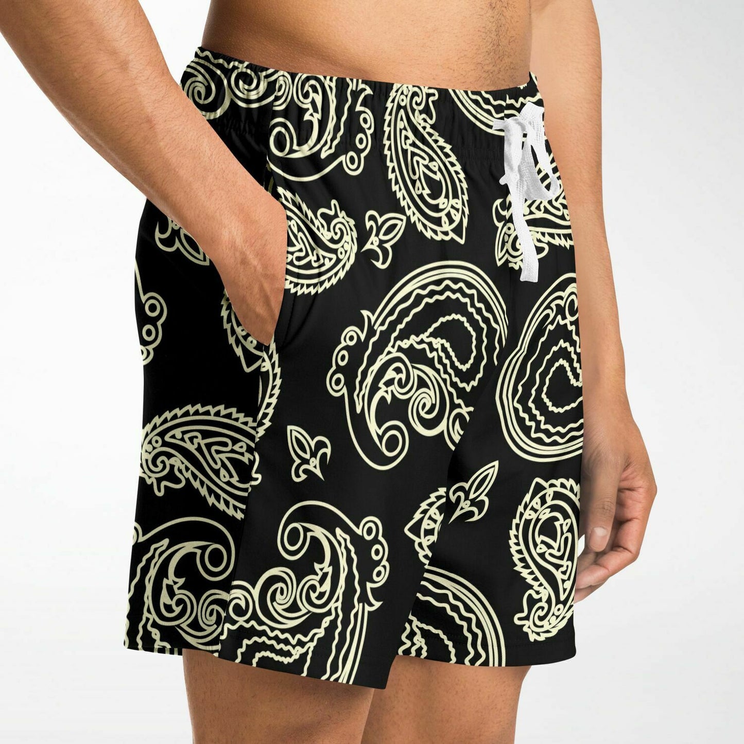 Black & Bone Paisley Men's Fleece Shorts