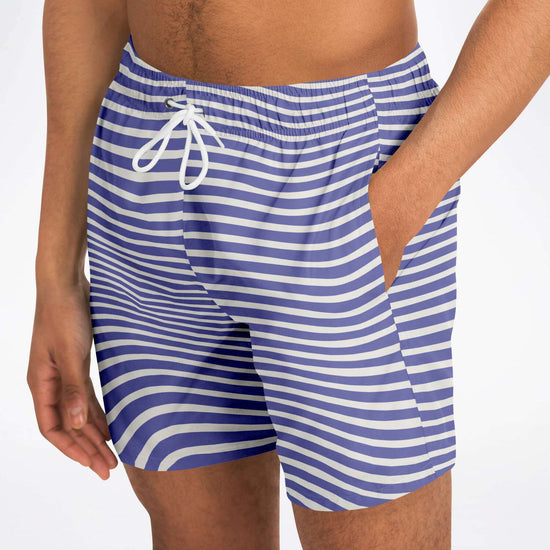 Blue Violet Wave Stripes Swim Shorts